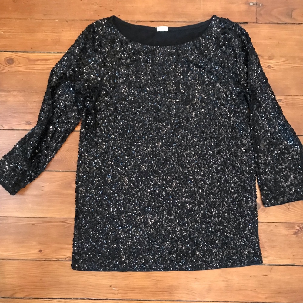 JCrew Factory long sleeve sequined top.